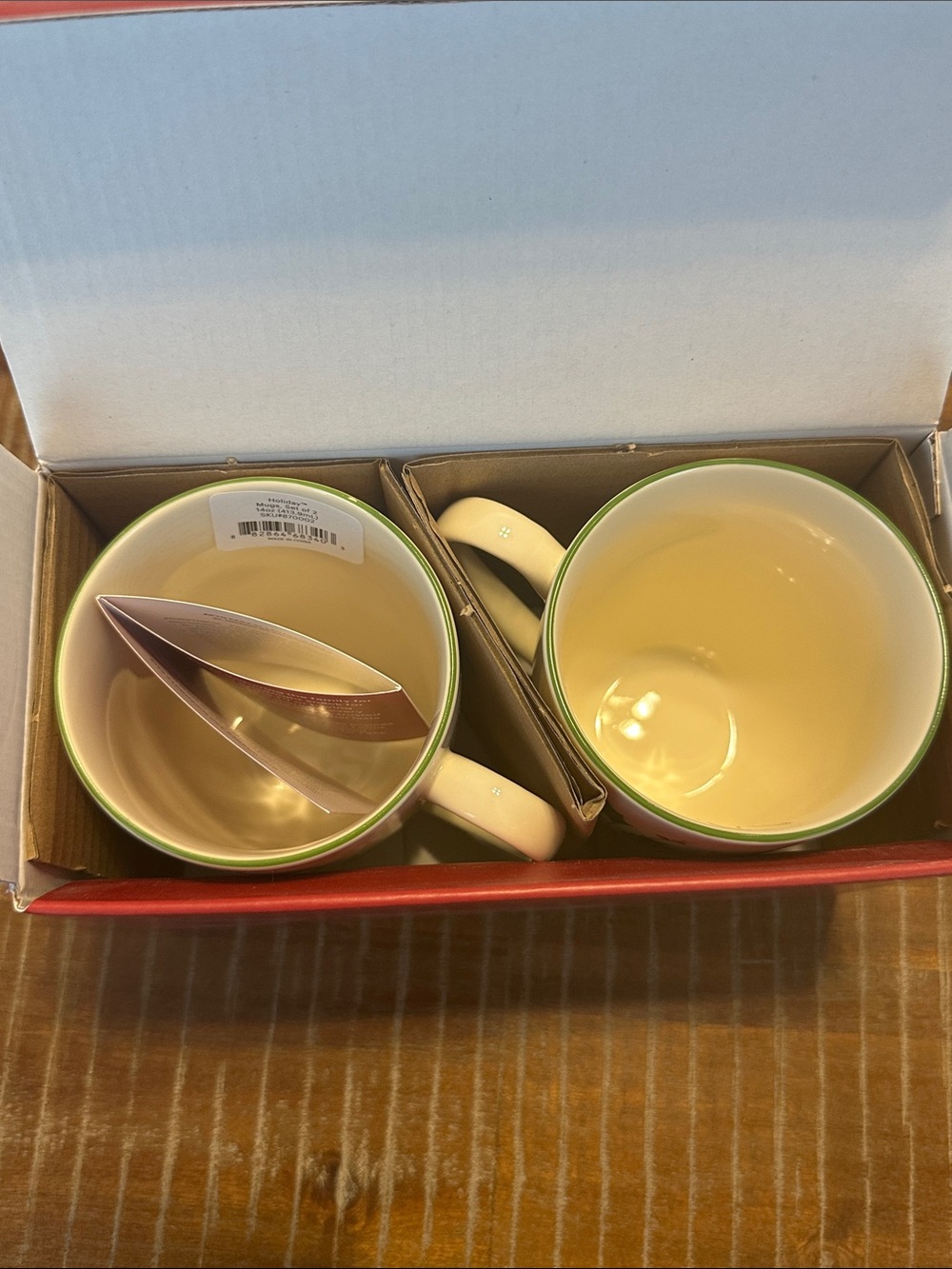 Lenox Holiday Cream Mugs with Green Holly and Red Berry Accents - Set of 2 - Picture 5 of 16
